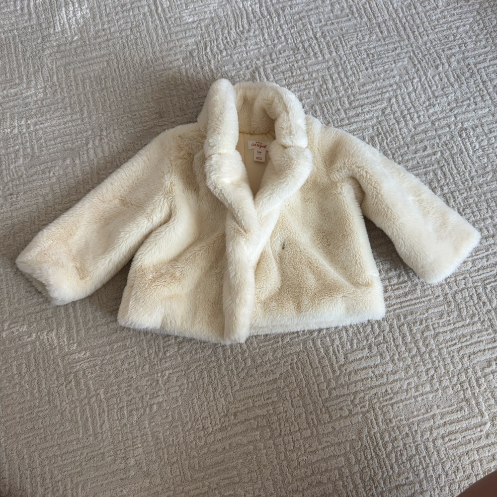 Cat & Jack Cream Plush Faux Fur Jacket